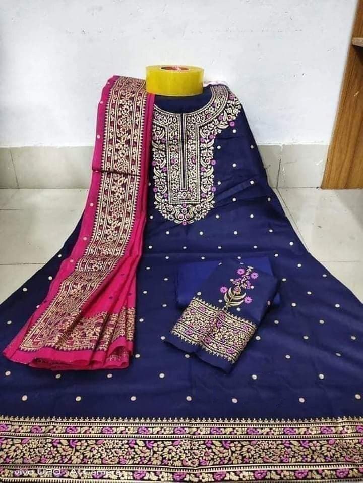 আকর্ষণীয় ডিজাইনে কটন থ্রি পিস