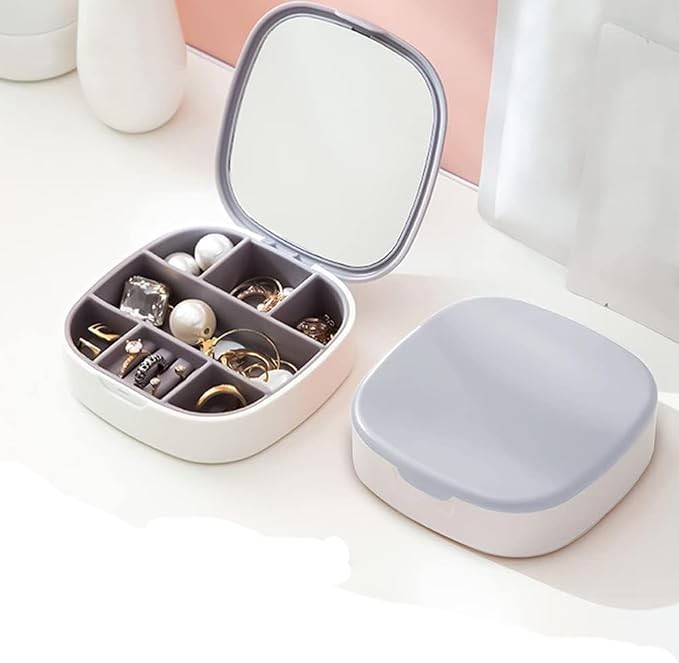Portable Mini Jewelry Box with Mirror