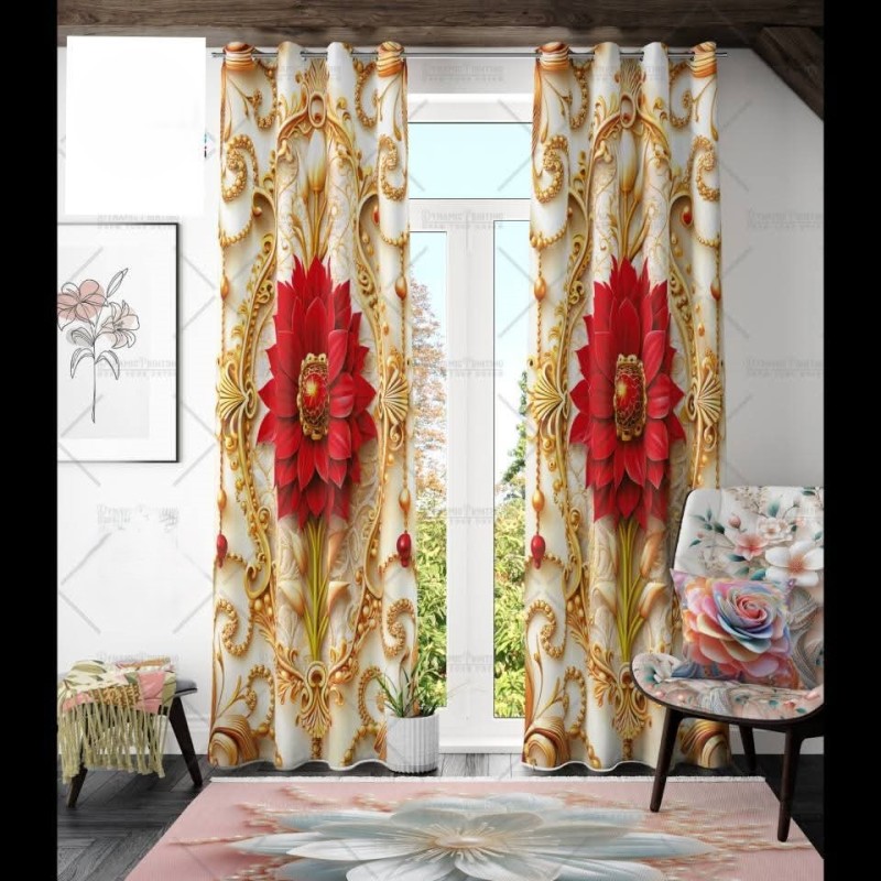 2 Piece 3D Print Premium curtain