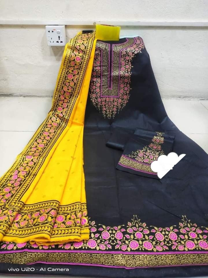 আকর্ষণীয় ডিজাইনে কটন থ্রি পিস