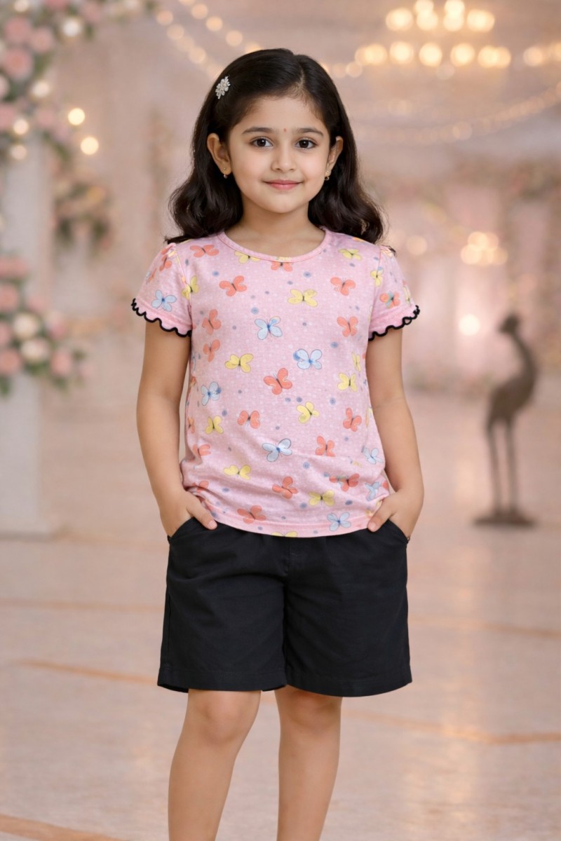 Baby Girls SS Ruffle T-shirt & Woven Bottom Set